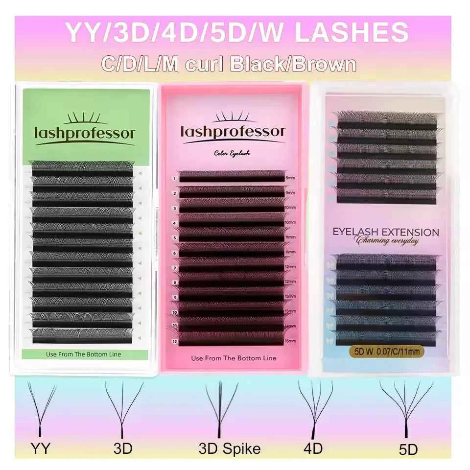 Lashprofessor 3D Spike Lashes - YY Shaped Faux Mink Premade Volume Fans for Luscious, Fairy-Like Eyes
