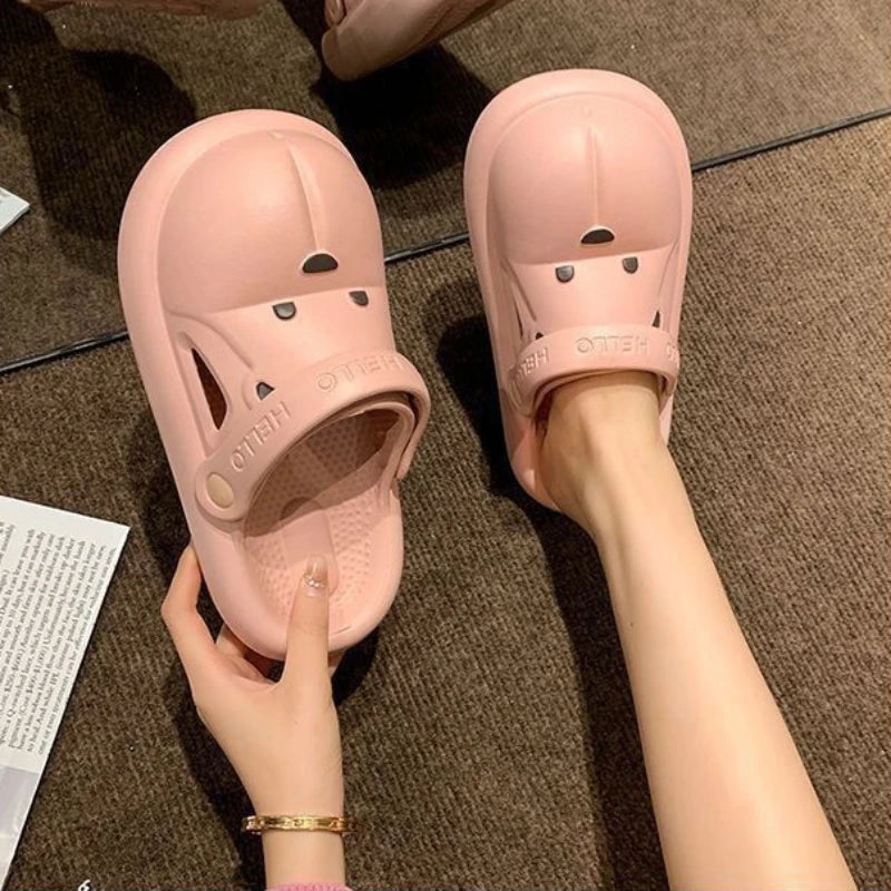 Shoes for Women 2025 Kawaii Cute Woman Slippers Round Toe Animal Cartoon Sandals Anime Slides Home Men Summer Mules House Indoor