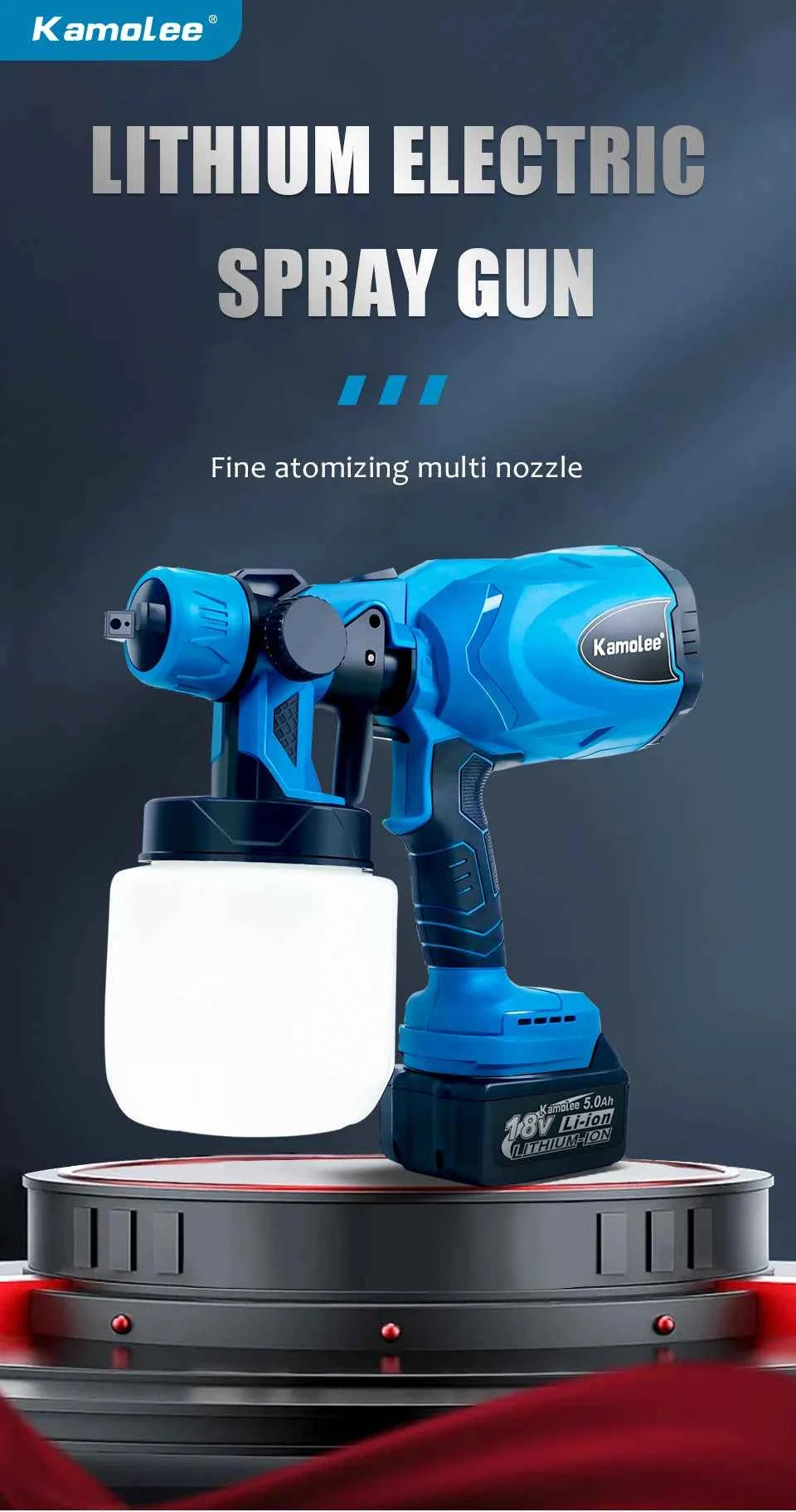 Kamolee 800ml Wireless Charging Sprayer 18V-21V Battery Household Portable Electric Airbrush Paint/Spray Gun Tool