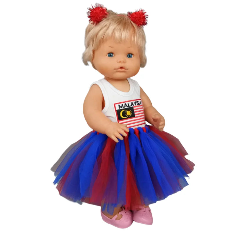 Nenuco 17-Inch Baby Doll Dress - Festive Christmas Tree Design with Red & Green Skirt for 40cm Dolls