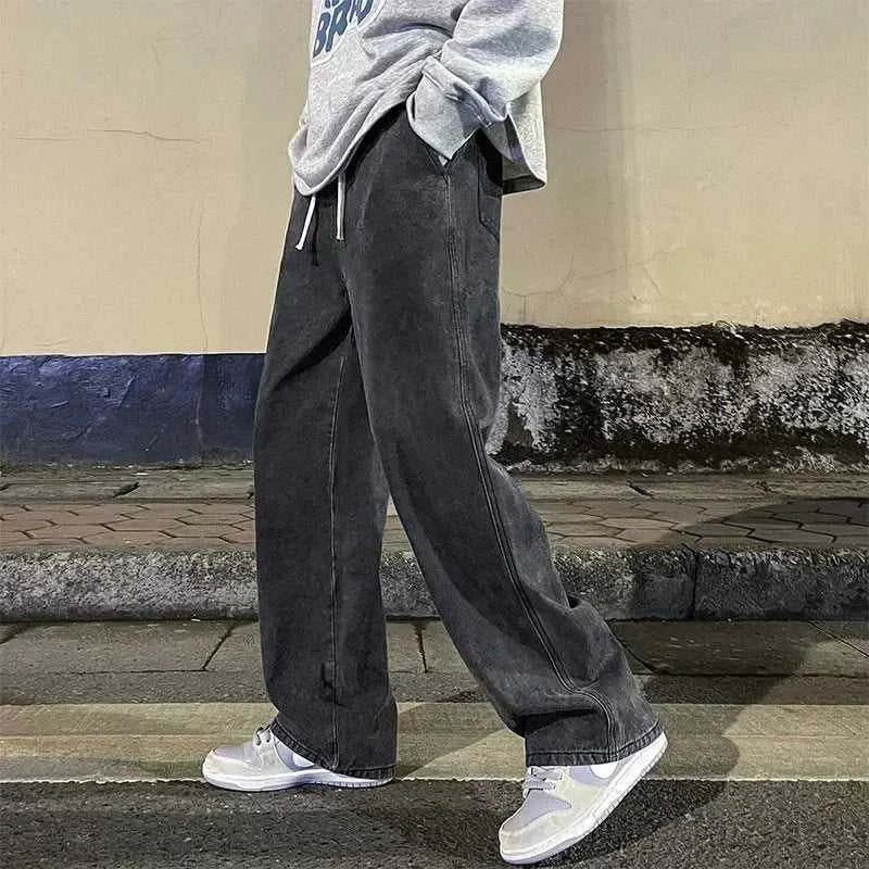 Korean Style Streetwear New Fashion Baggy Casual Men Jeans High Street Harajuku Denim Trousers Men Brand pants Black grey Blue The jack market .AU The jack market .AU Men Fashion $ 36 14:365458#Image color;5:361386