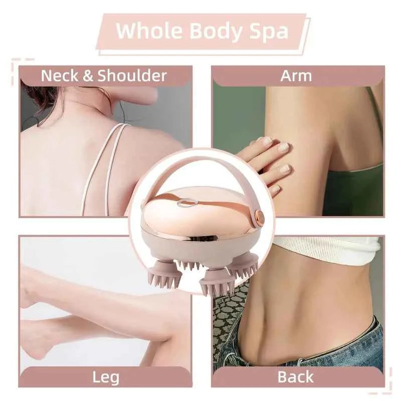 Rechargeable Electric Scalp Massager - Waterproof Handheld Device with 4 Massage Claws for Stress Relief & Relaxation