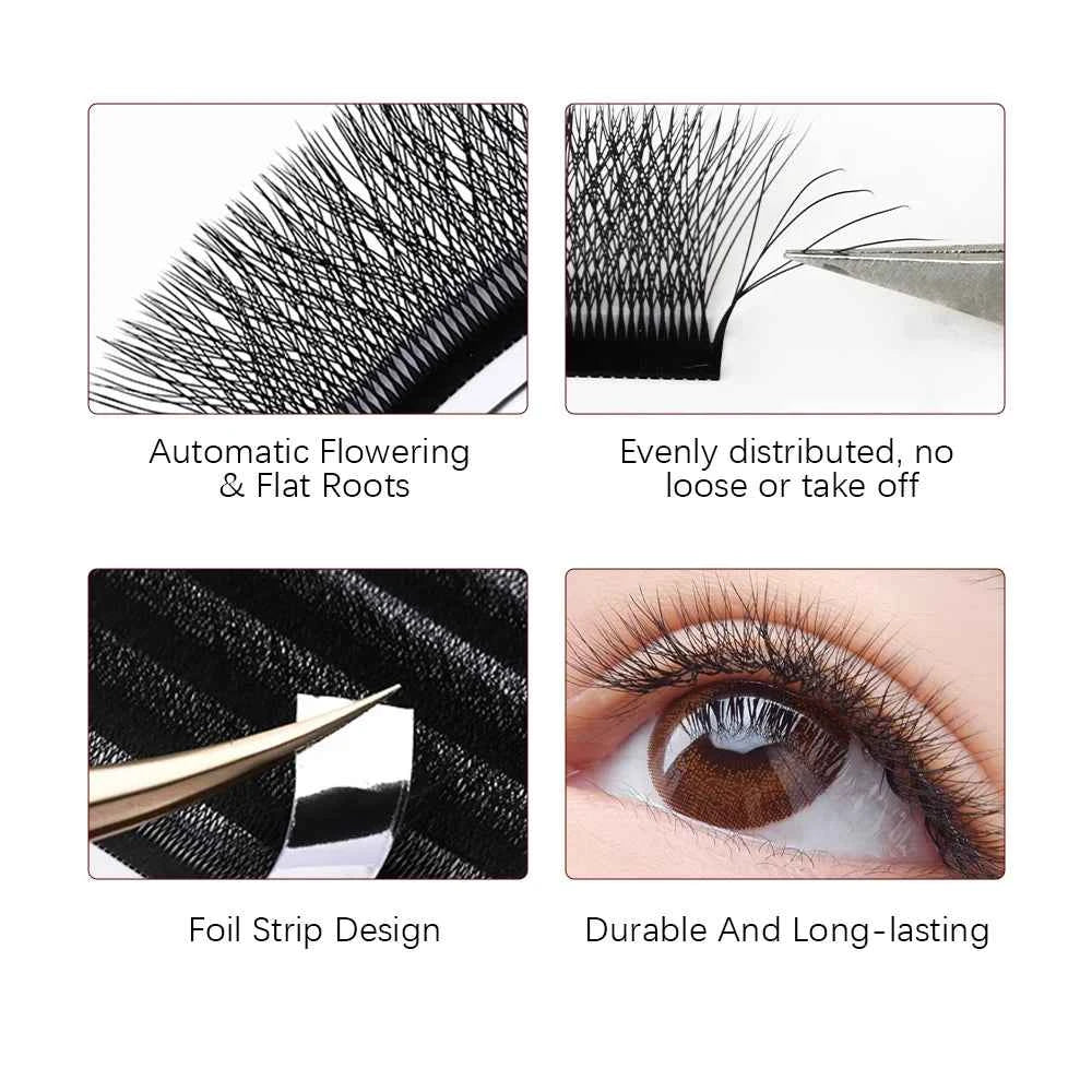 FADVAN W Shape 5D Cluster Lashes - 10Pcs Soft Natural Eyelash Extensions, 0.07mm, Perfect for Professionals