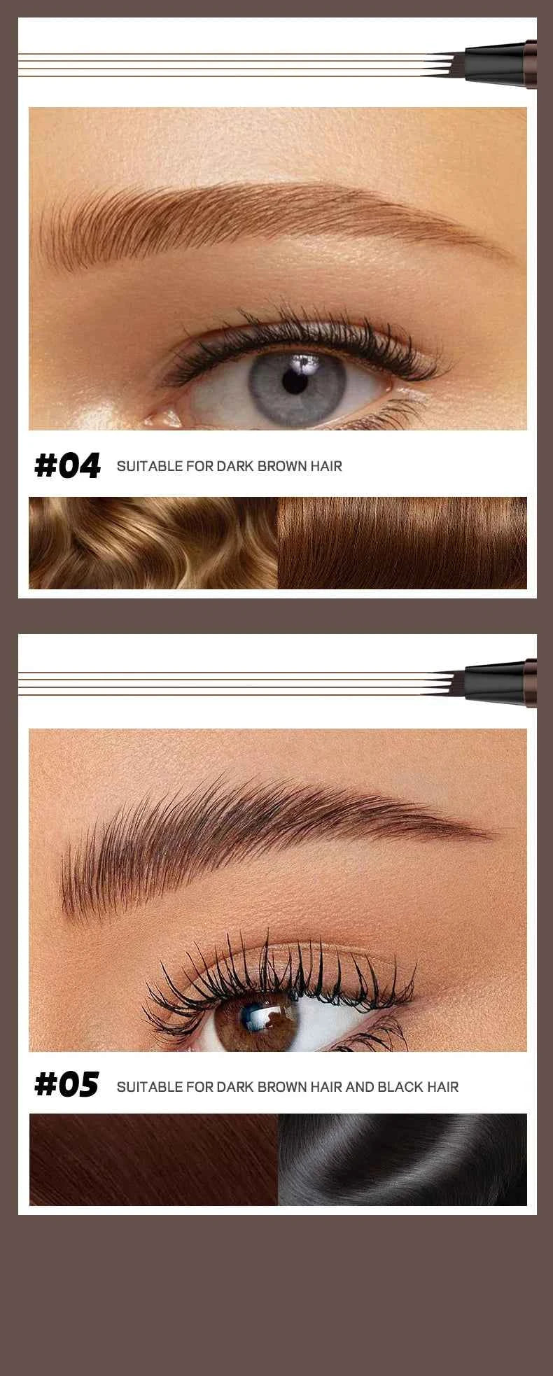 High Quality 24 Hour Four Forks Natural Water Resistant Liquid Eyebrow Pen Makeup Non-Blotting 4-Split Eyebrow Pencil Cosmetics