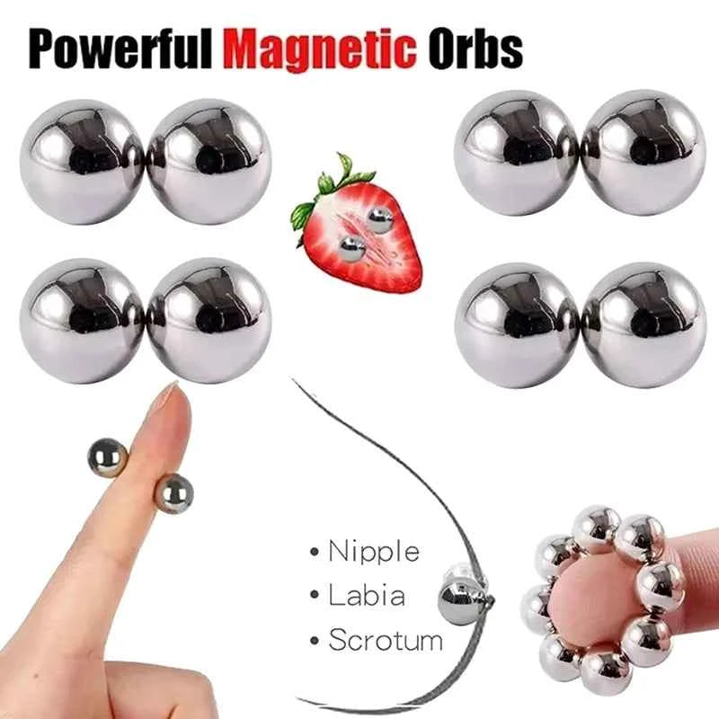 LM Magnetic Nipple Clamps - 2pcs Non-Piercing Strong Bondage Balls for Couples - Explore Your Sensuality