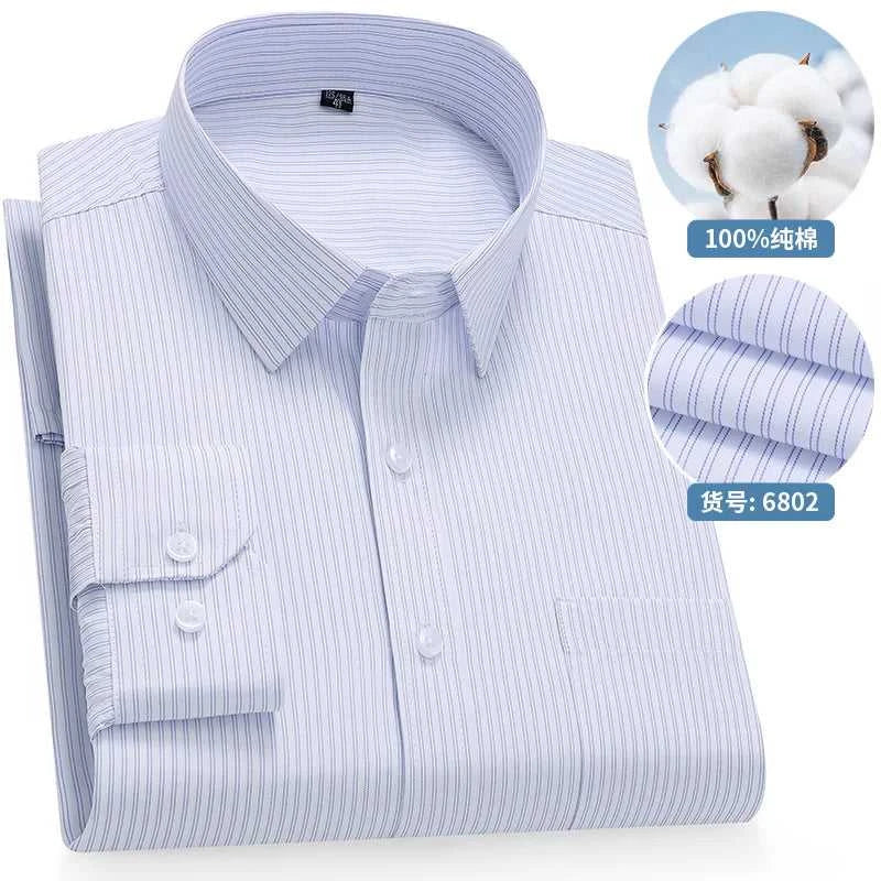 High Quality 100% Cotton Men's Shirts Long Sleeve Slim Fit Business Formal Striped Shirt Social Male Clothing Plus Size 8XL 7XL The jack market .AU The jack market .AU Men Fashion $ 43 14:691#6808;5:200000900#47 Size (100-110KG)