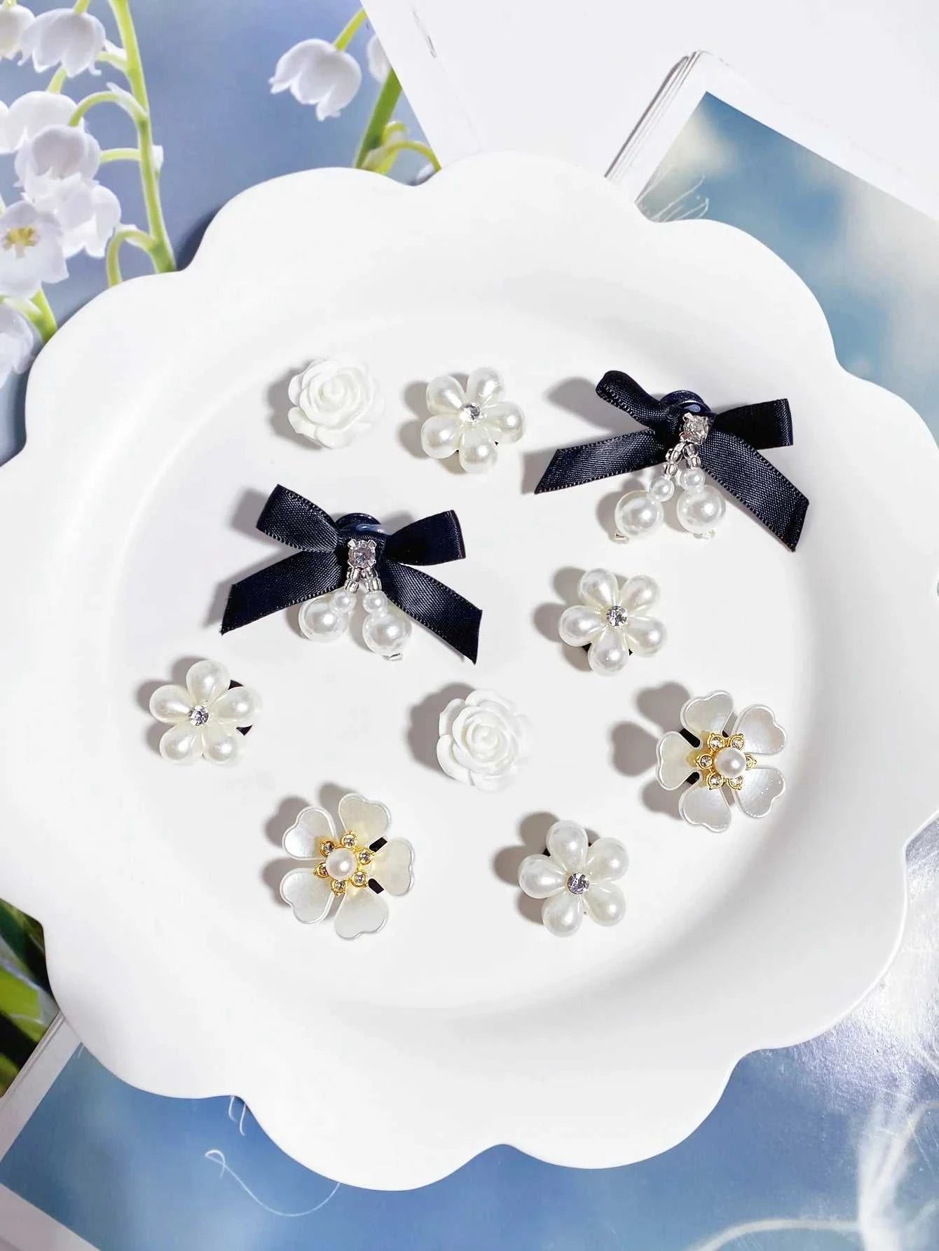 22 pieces of black ABS pearl bow, black rose, white diamond flower, rose, ABS pearl shoe buckle DIY decoration, multi-functional The jack market .AU The jack market .AU Step Up Your Style: Trendy Shoes for Every Occasion! $ 50 14:193#ABSheizzhdjie-22