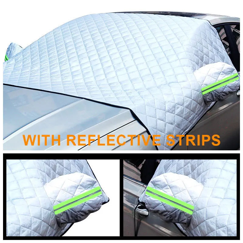 Car Windshield Cover Front Windscreen Sunshade Half Cover Car Exterior Snow Shield Cover Vehicles Protective Shade for Sedan SUV