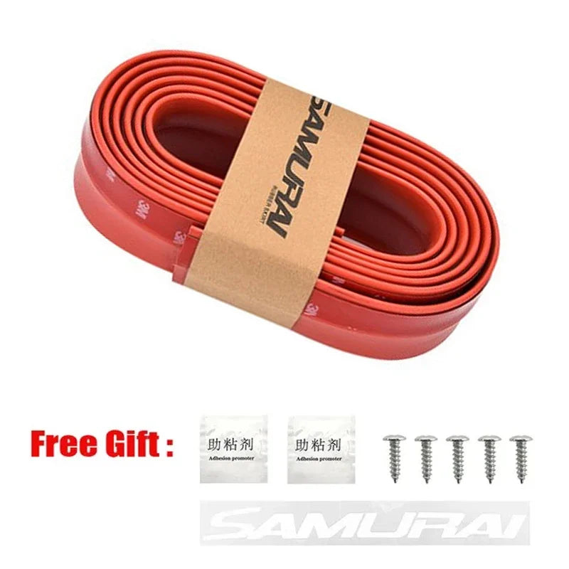 2.5M Car Front Bumper Lip Protector Carbon Fiber Rubber Splitter Chin Spoiler Side Skirt Rubber Anti Scratch Protector Body Kit