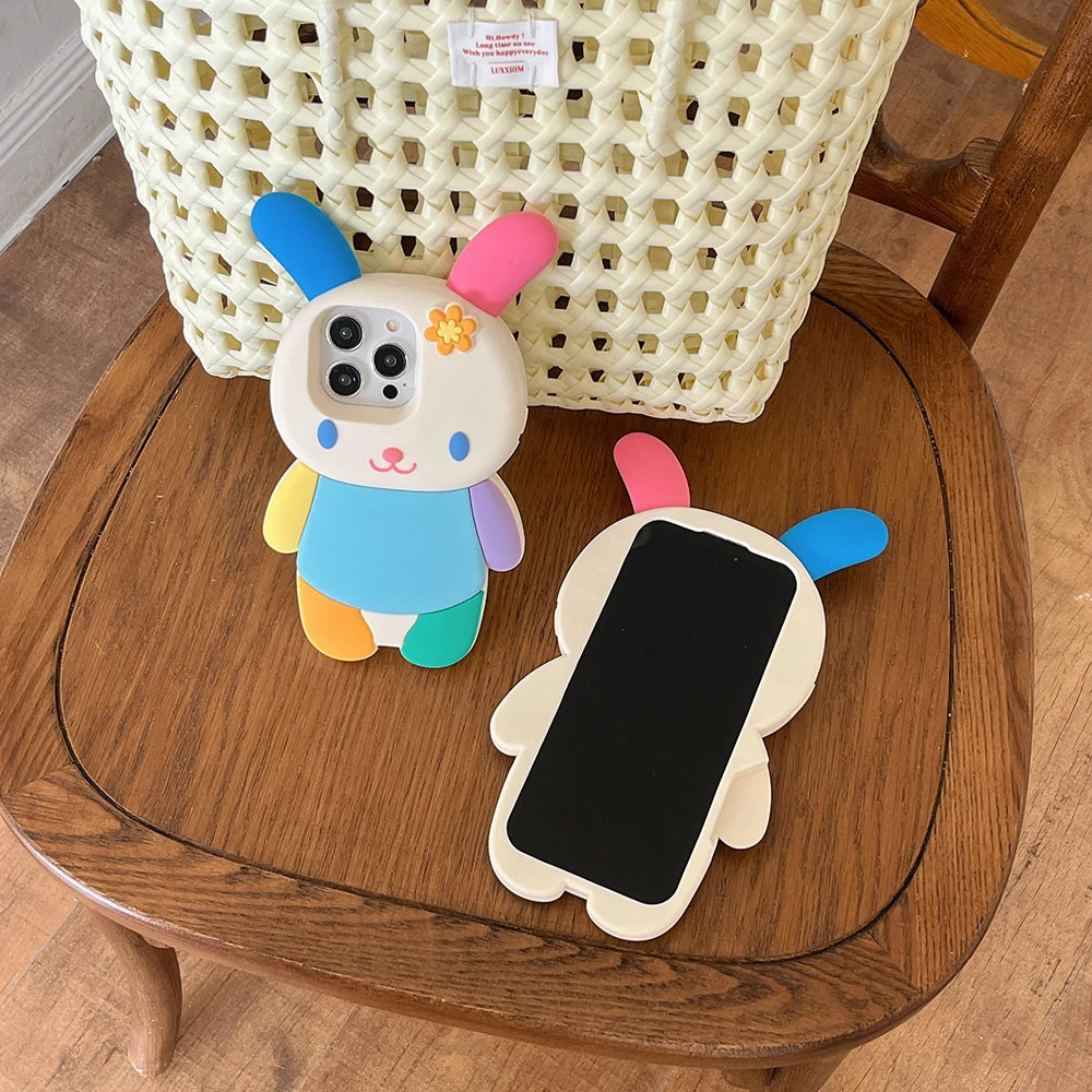 Kawaii Bunny 3D Silicone Phone Case - Shockproof & Adorable for iPhone 16/15/14/13/12 Pro Max