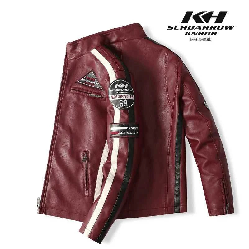European American New Fashion Women's Plus Size Casual Trendy Stand Collar Long Sleeve Contrast Color PU Jackets Male Coats Tops The jack market .AU The jack market .AU Men Fashion $ 91 14:10;5:361386