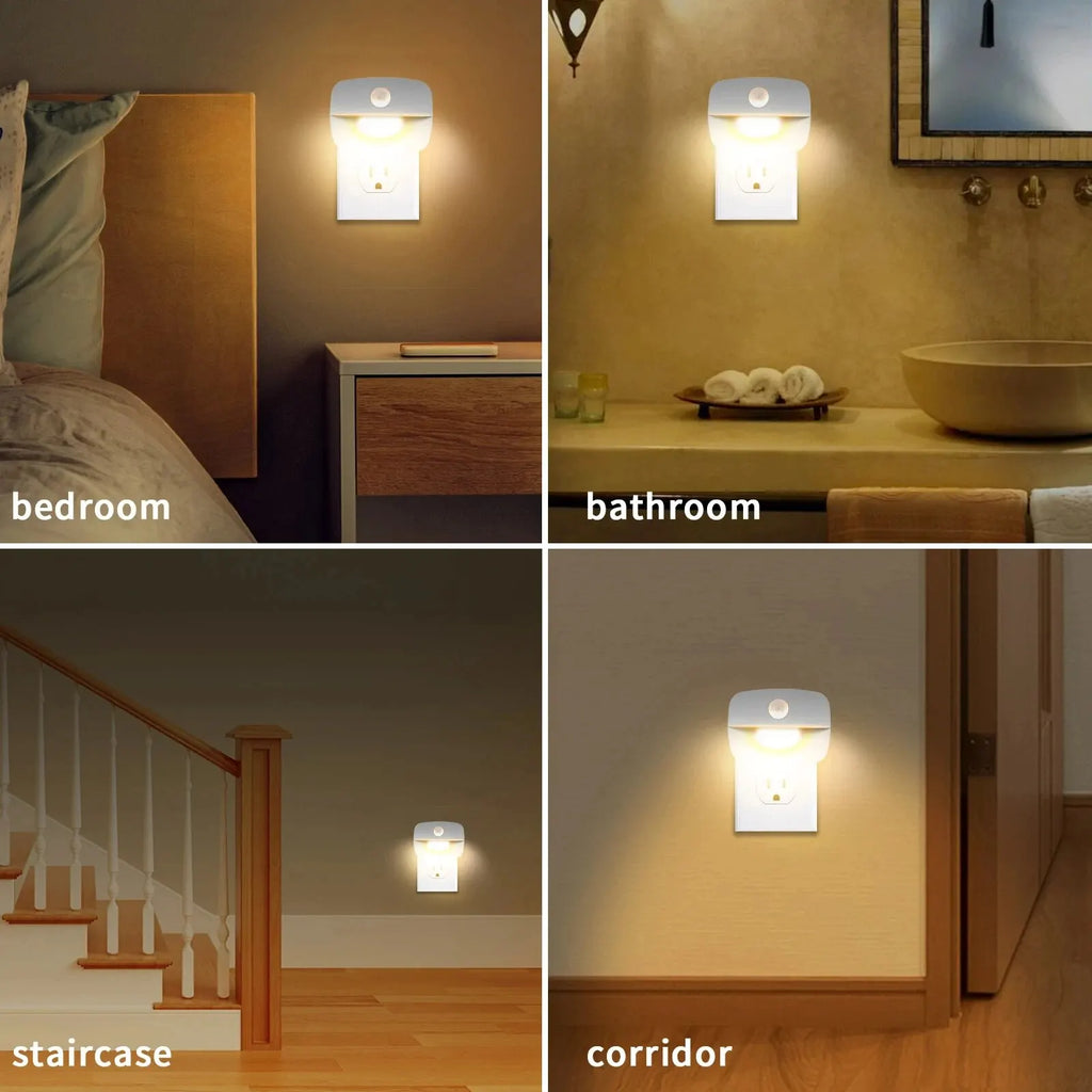 LED Night Light With Motion Sensor Light EU US Plug Socket Lamps Children Night Lights Wireless Wall Bedside Bedroom Night Lamp - Jack market 1988Jack Market 1988