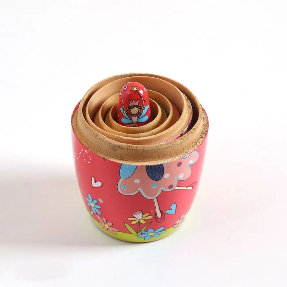 Rabbit 5Pcs/Set Animal Matryoshka Doll Wood Smooth Wooden Stacking Dolls Line Dog Panda Girls Russian Doll Christmas