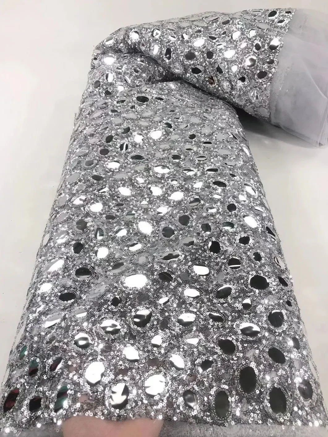 Elegant Couture Gold African Lace Fabric - Stunning Sequins & Embroidery - 5 Yards for Wedding Dresses