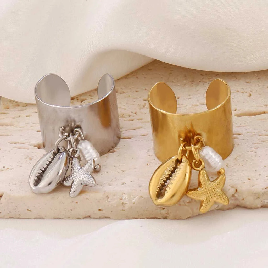 316L Summer Beach Ocean Shell Starfish Rings For Women Stainless Steel FishTail Seahorse Conch Open Ring Girl Party Jewelry Gift The jack market .AU The jack market .AU Jewellery & Chains $ 48 200000783:10#B7214
