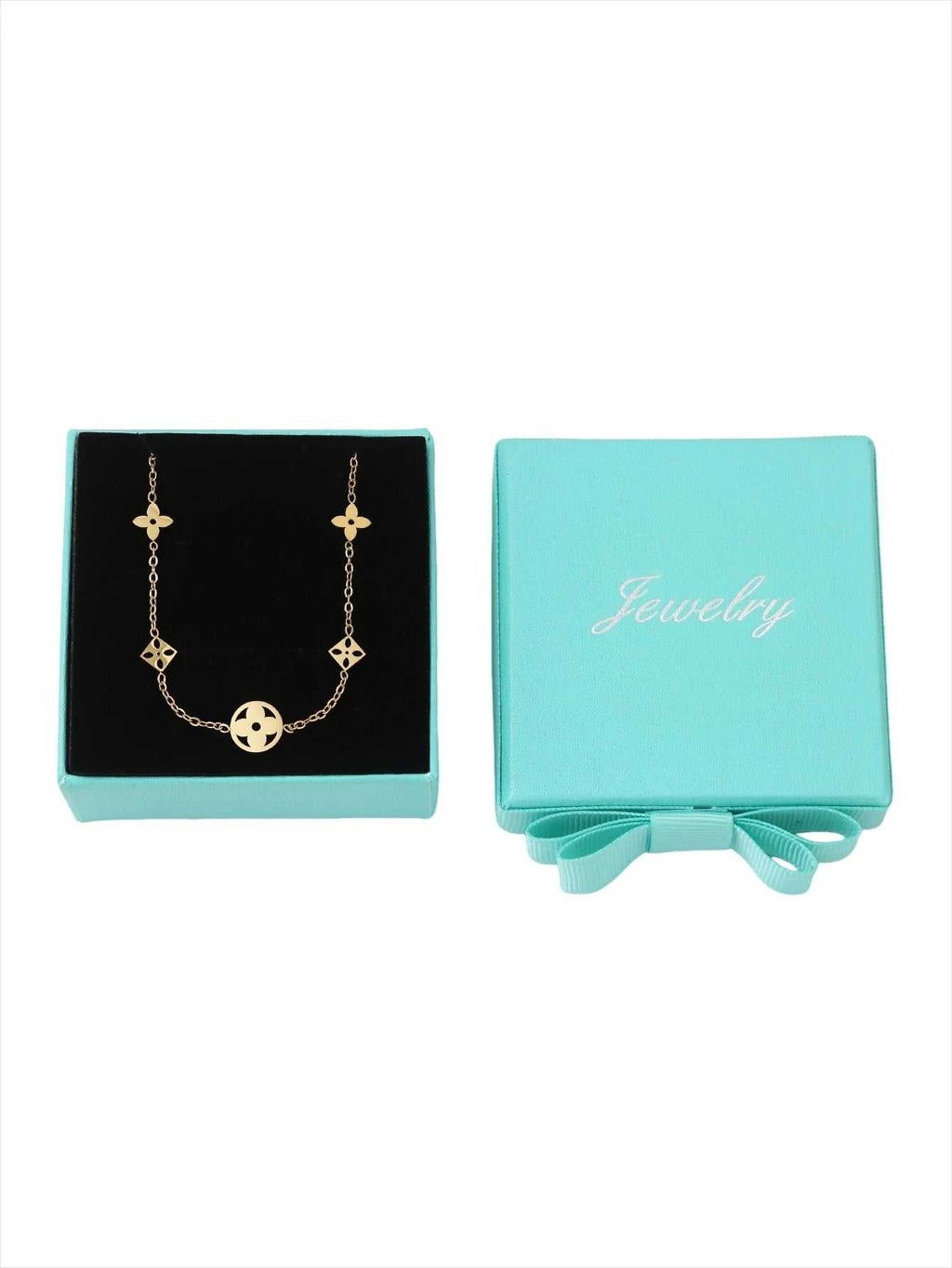 Fashionable Minimalist Stainless Steel Four-Leaf Clover and Lucky Flower Zirconia-Inlaid Necklace and Bracelet Jewelry Gift Set The jack market .AU The jack market .AU Jewellery & Chains $ 49 200001033:361180#Bracelet