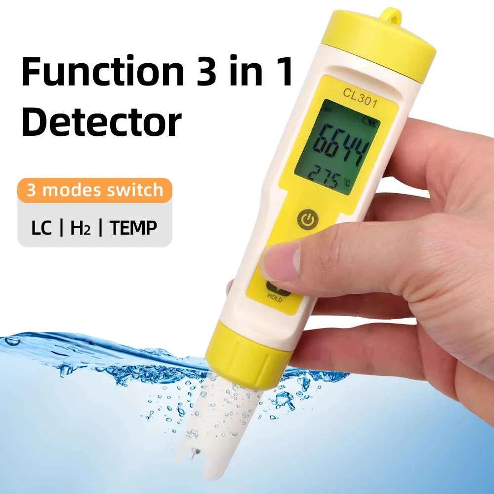 Multifunctional Chlorine Testing Pen 2/3/4/5 in 1 Water Quality Tester CL2 TEMP pH H2 ORP Measuring For Aquarium Swimming Pool