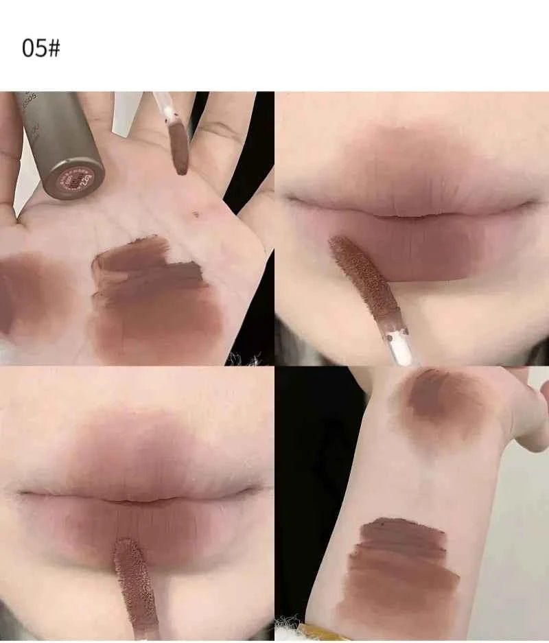 Dark Brown Velvet Matte Lip Gloss - Waterproof Liquid Lipstick for Confident Nude Coffee Brown Lips