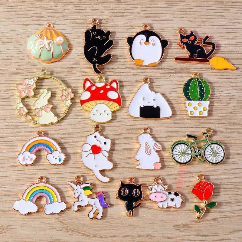 Tusember Mixed Gold Color Alloy Enamel Cute Heart Flower Fruit Charms Pendants For DIY Earrings Bracelet Jewelry Accessories The jack market .AU The jack market .AU Jewellery & Chains $ 50 200001033:200006253#random mix 20pcs