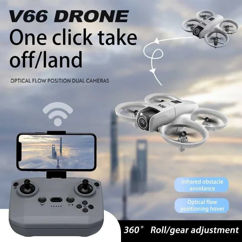 V66 Mini Drone 4K Profesional Dual Camera Headless Mode Obstacle Avoidance WiFi FPV Dron 360° Flip RC Quadcopter Toys for Kids The jack market .AU The jack market .AU Drones $ 85 14:10#Grayish White