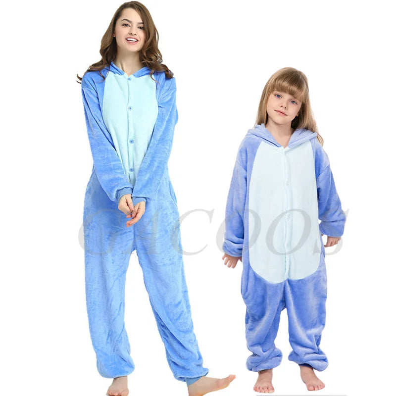 Boy Girl Kigurumi Pajama Sets Panda Unicorn Pajamas For Women Pijimas Cat Onesie Adult Animal Sleepwear Winter Warm Pyjamas Kids