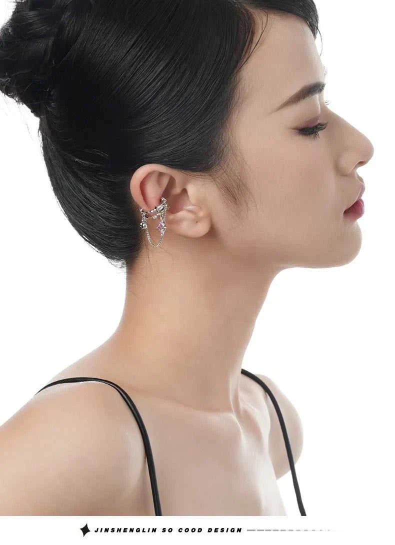 F.I.N.S 1PC Trend S925 Sterling Silver Clip Earrings without Ear Hole Layered Bead Ball Square Zircon Chain Pendants Earcuff The jack market .AU The jack market .AU Jewellery & Chains $ 108 200001034:5740#1PC Gold E5224