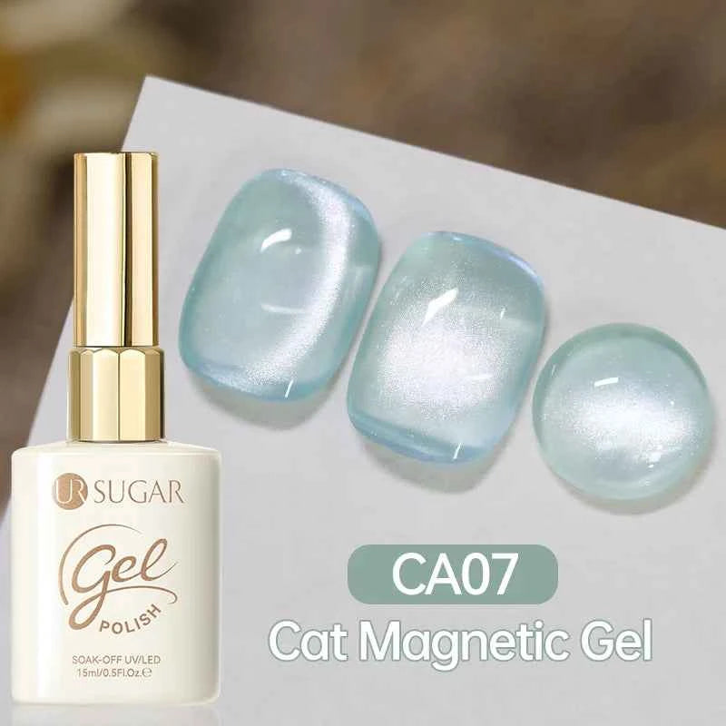 UR SUGAR 15ml  Autumn Winter Red Cat Magnetic Gel Nail Polish White Dopamine Nail Sparkling Glitter Soak Off UV LED for Manicure