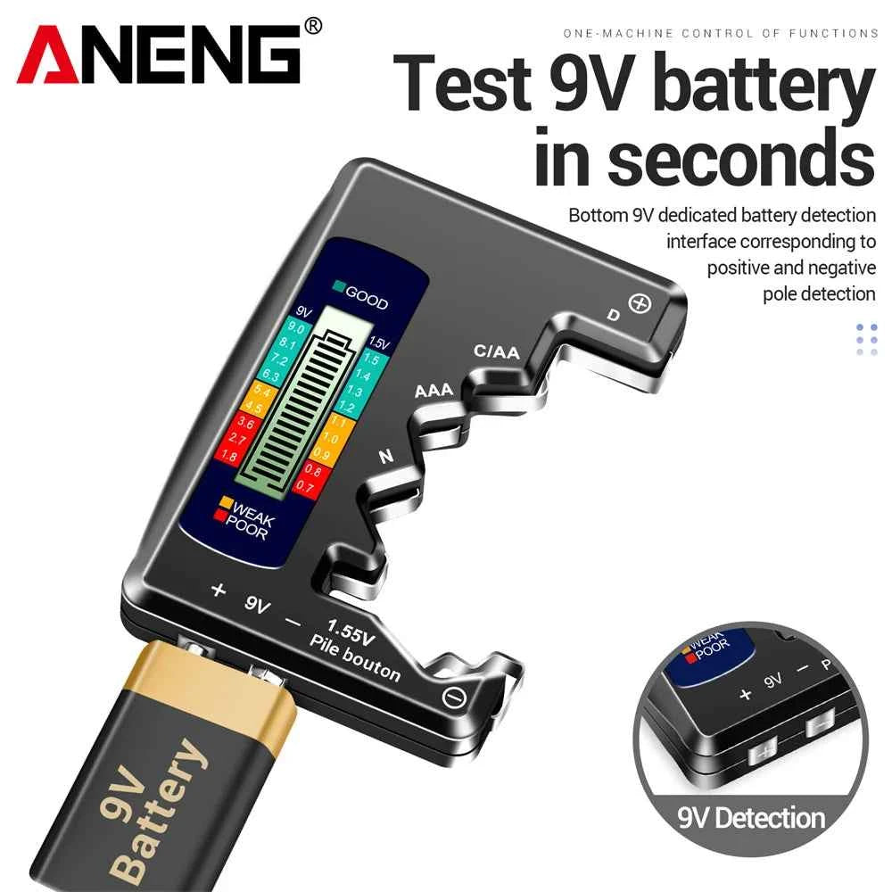 Battery Testers LCD Display ANENG Volt Capacity Check C  AA AAA D N 9V 1.55V Universal Button Cell Capacitance Detector Tools