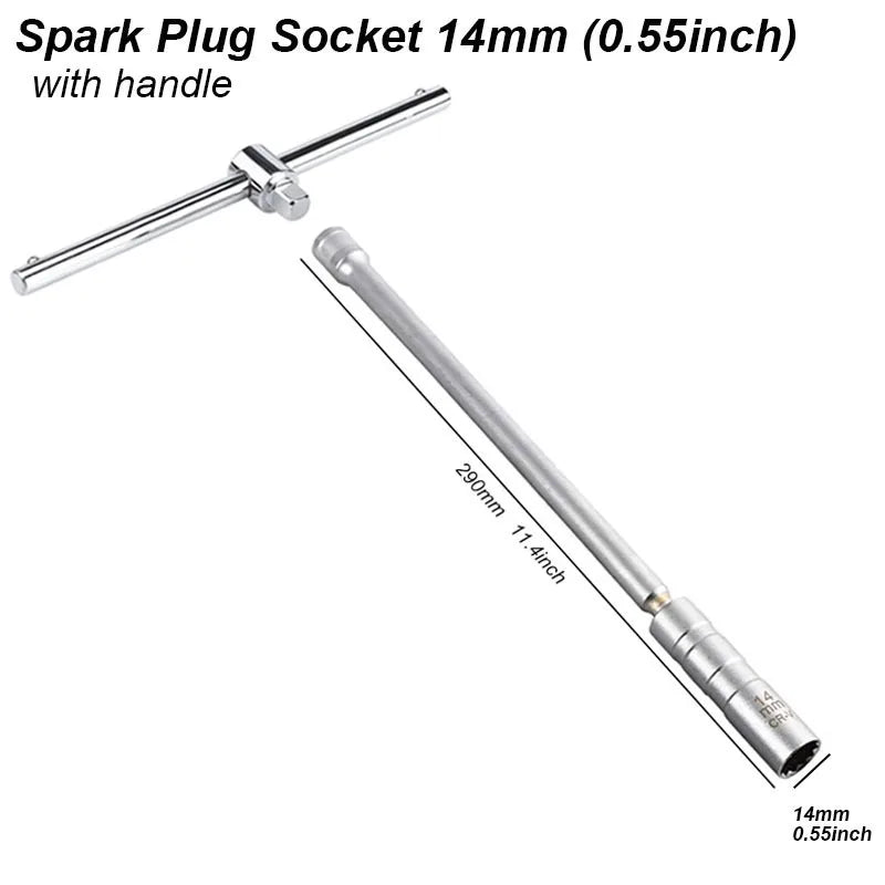 Spark Plug Socket Key Magnetic Tool Wrench Swivel Long Extension Install Replace Repair Kit Torque Remove Gap 14mm 16mm Auto Car