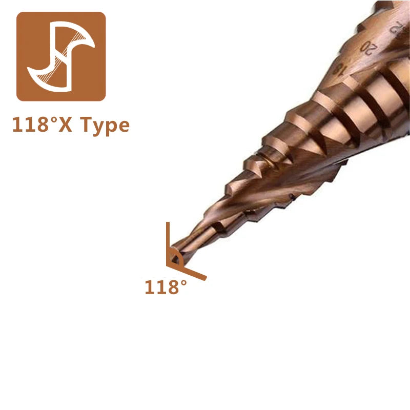 M35 5% Cobalt Step Drill Bit HSS-Co High Speed Steel Cone Hex Shank Metal Drill Bit Tool Set Hole Cutter For Stainless Steel