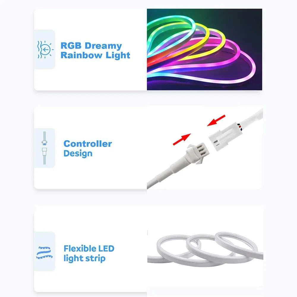 12V 24V RGB Neon Light LED Strip Addressable WS2811 84LEDs/m 6x12mm Flex Silicone Rope Rainbow Lamp Home Decoration Waterproof The jack market .AU The jack market .AU Home $ 51 136:9131245839#12V 1m