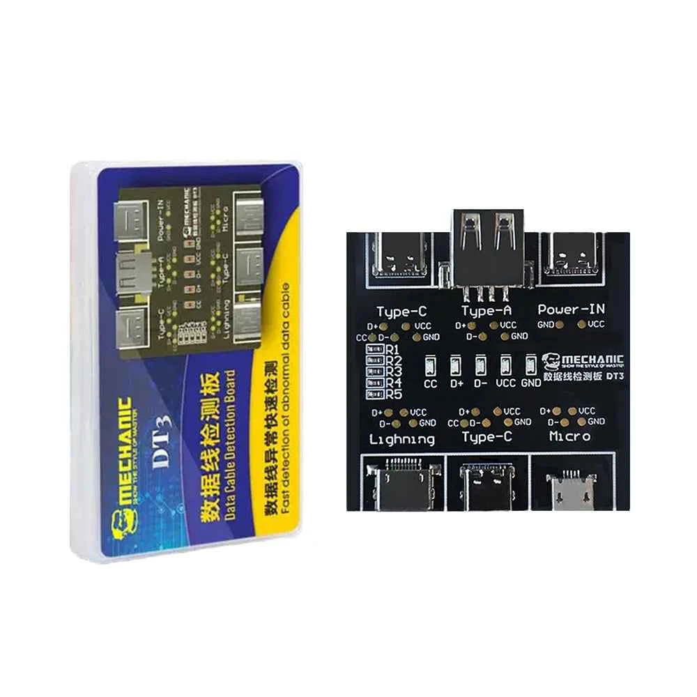 MECHANIC DT3 USB Cable Tester Data Cable Test PCB Board for IPhone Android USB Type-C Lightting Date Cable on-Off Detection