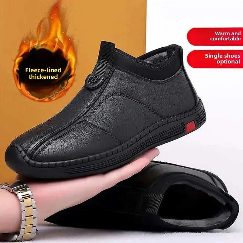 Men's Autumn Winter High Top Fleece Lined Casual Shoes Soft Bottom Breathable Versatile Slip Resistant Simple Style Leather Shoe The jack market .AU The jack market .AU Step Up Your Style: Trendy Shoes for Every Occasion! $ 63 14:173#Cotton shoes Black;200000124:200000364