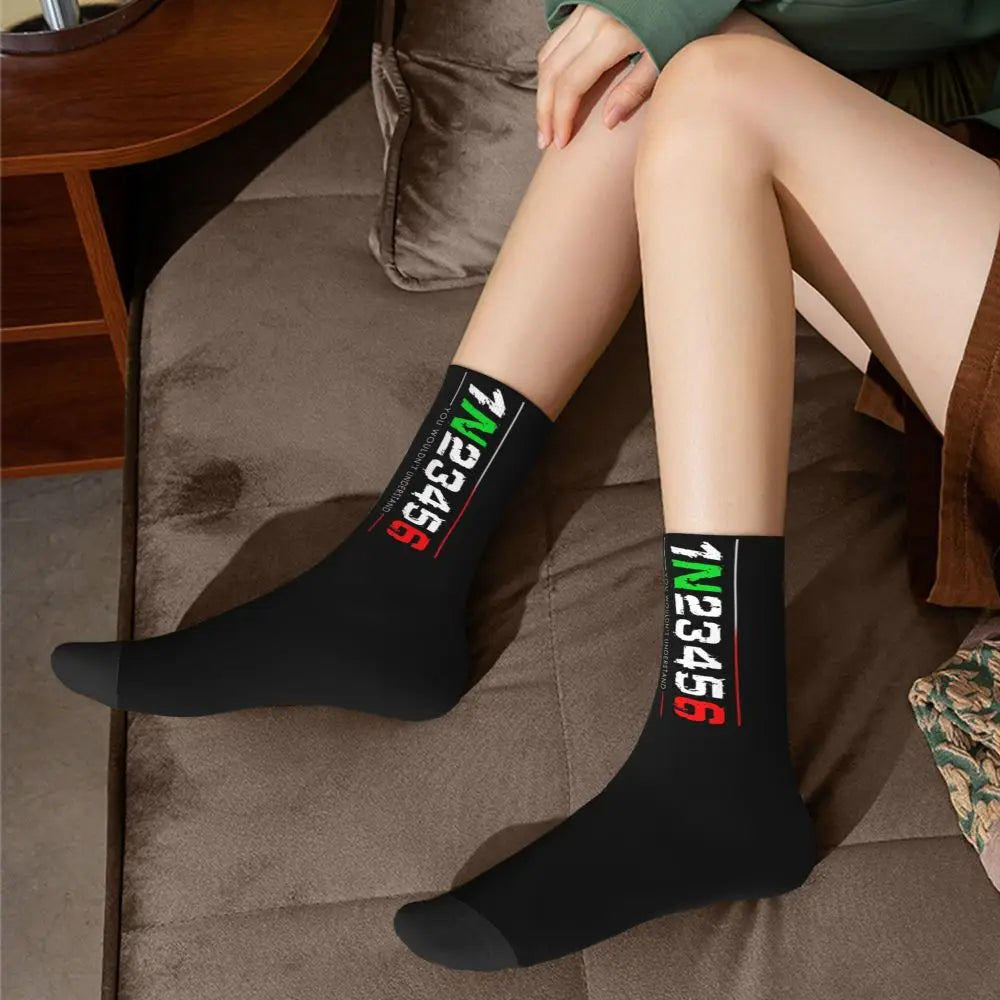 All Season Socks 1N23456 Motorcycle Gear Biker Merch for Female Male Non-slip Socks All Seasons Birthday Present