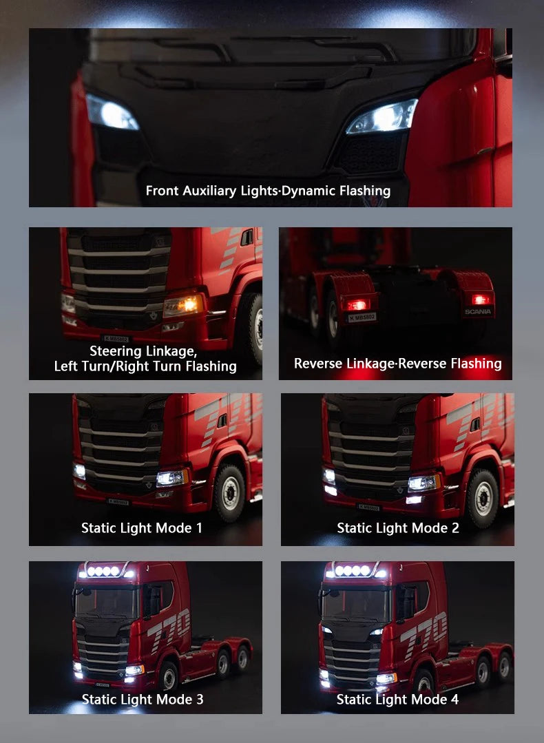 HUINA 1501 1/18 RC Truck 19CH 770S Alloy Tractor 2.4G remote control Engineering Trailer Truck with Light and Sound Toys for Kid