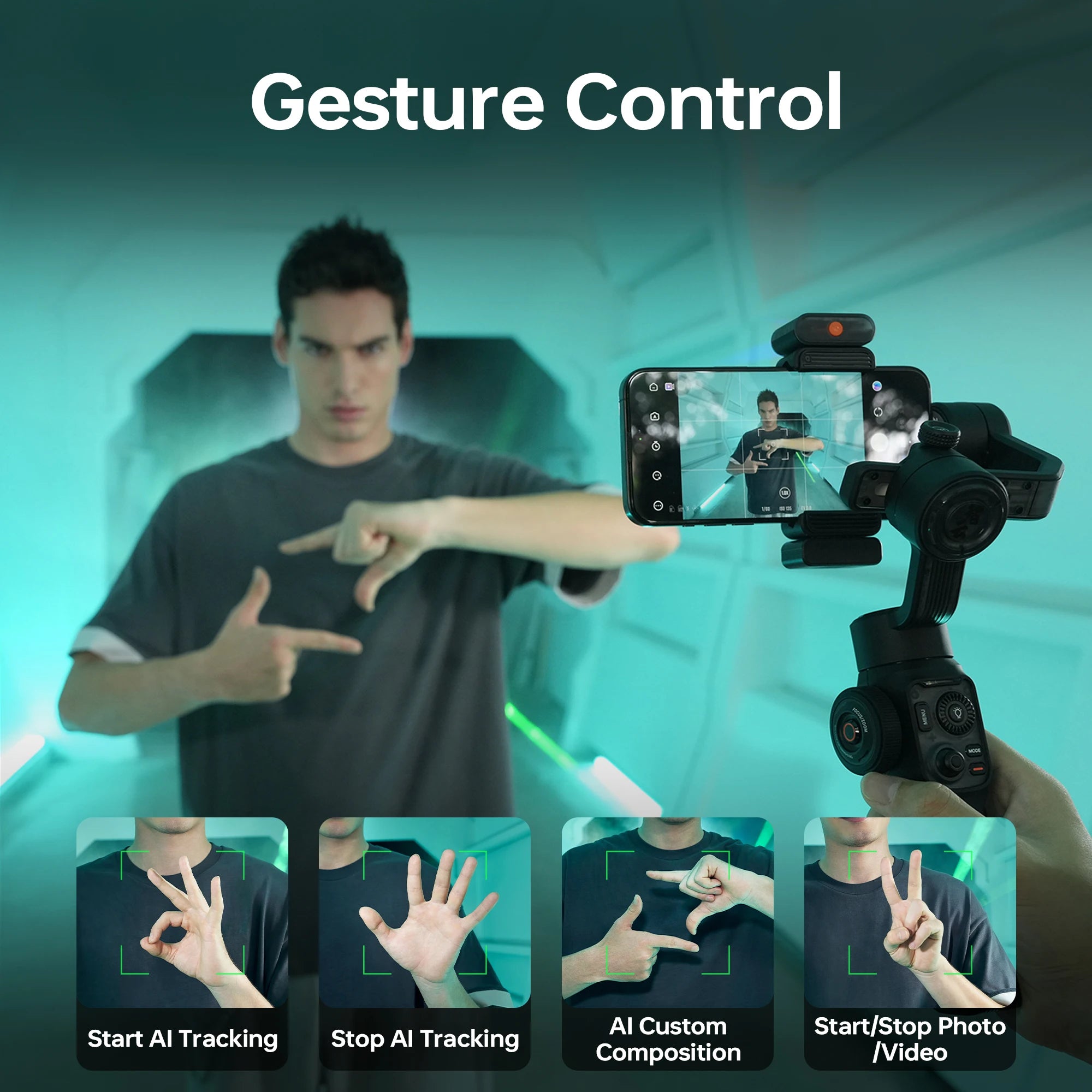 ZHIYUN Official SMOOTH 5S AI Smartphone Gimbal 3-Axis Gimbals Fill Light Phone Stabilizer for iPhone 15 Pro Max Android