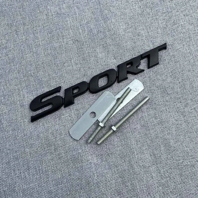 3D Metal Black Logo Sport Emblem Letters Sticker Car Front Grill Badge Trunk Decal For Sport Sticker Accessories