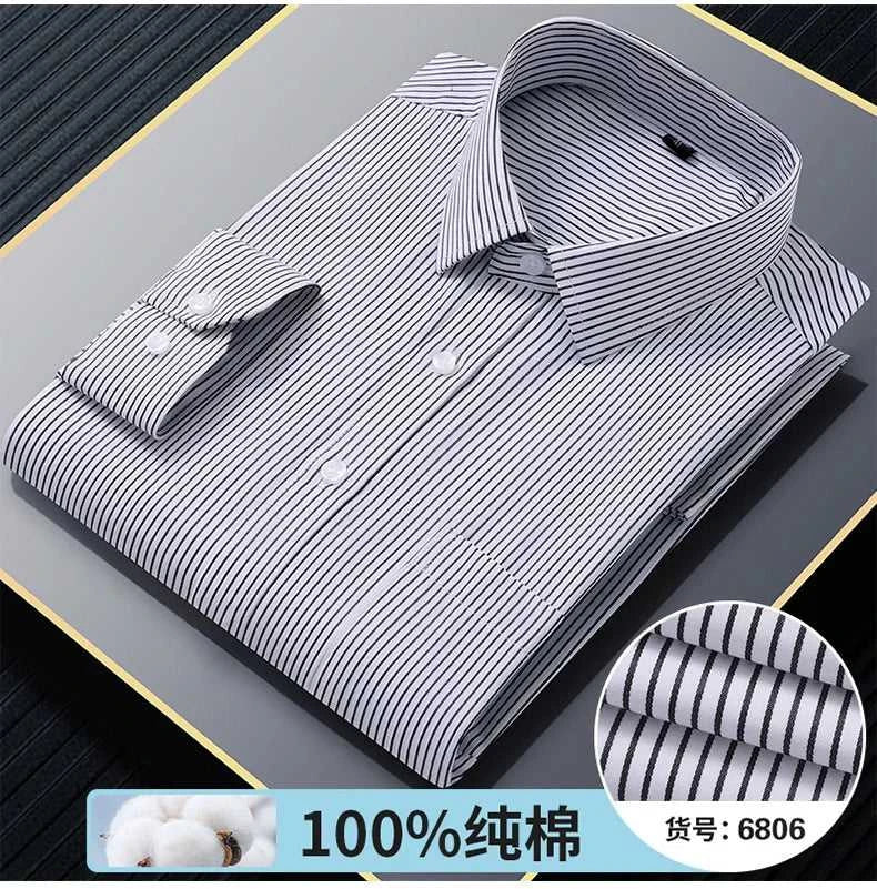 High Quality 100% Cotton Men's Shirts Long Sleeve Slim Fit Business Formal Striped Shirt Social Male Clothing Plus Size 8XL 7XL The jack market .AU The jack market .AU Men Fashion $ 43 14:691#6808;5:200000900#47 Size (100-110KG)