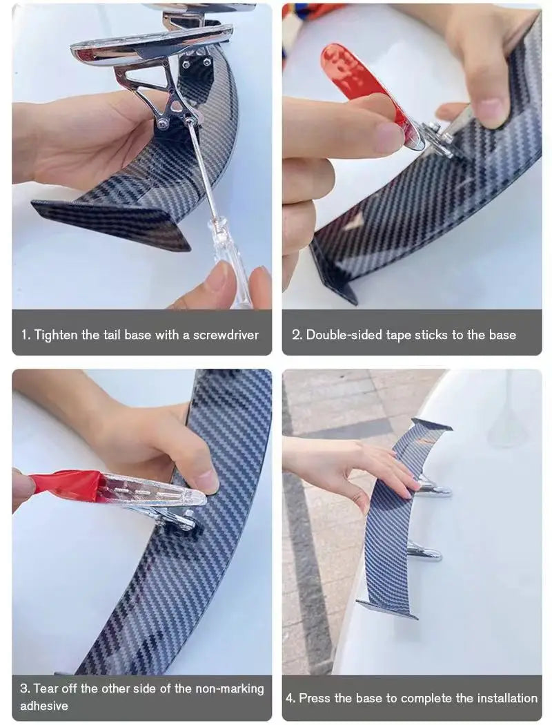 Fashion Universal Car Modified Rear Wing Carbon Fiber Painted Car Rear Spoiler Small Car Trunk Exterior Wing Parts Car Styling