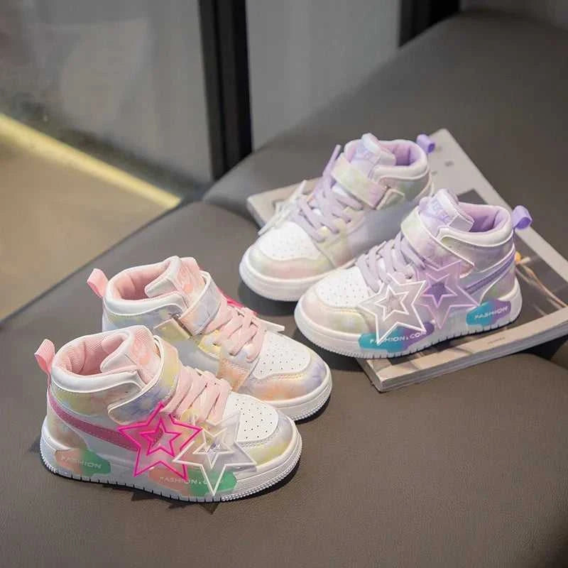 Girls Sneakers with Stars Color Matching Non-slip Fashion Children Princess High-top Sport Shoes Kids Casual Running Shoes The jack market .AU The jack market .AU Mum & Kids: Essential Products for Every Family $ 48 14:1052#pink;200000124:200000334