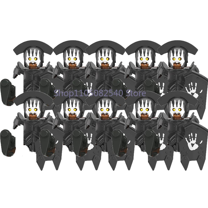 MOC Military Soldier Movie Character Building Blocks Accessories Medieval Castle Knight Helmet Shield Mini Brick Gift Toy E008