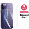3PCS Back Tempered Glass For iPhone 16E 12 13 Mini 11 13 14 15 16 Pro Max Plus Phones Screen Protector Film