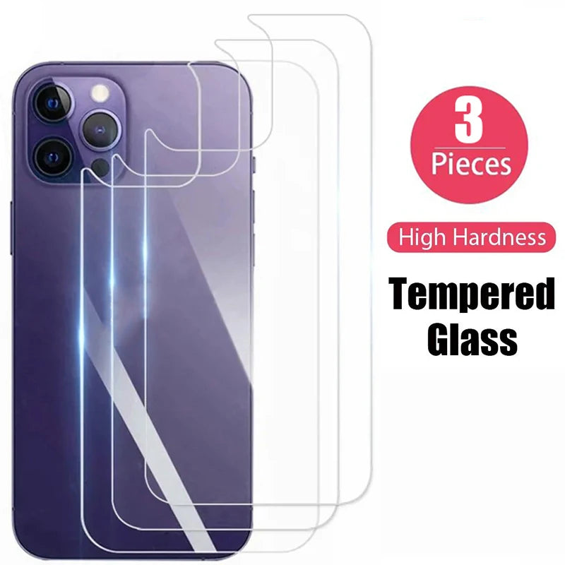 3PCS Back Tempered Glass For iPhone 16E 12 13 Mini 11 13 14 15 16 Pro Max Plus Phones Screen Protector Film