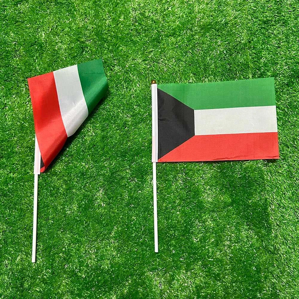 SKY FLAG Kuwait hand Flag 10/20/50/100pcs 21*14cm Kuwait Hand Waving Flags With plastic pole For Sports Activity Home Decor The jack market .AU The jack market .AU Home $ 25 14:100006363#20 pcs;5:202800807#14x21cm