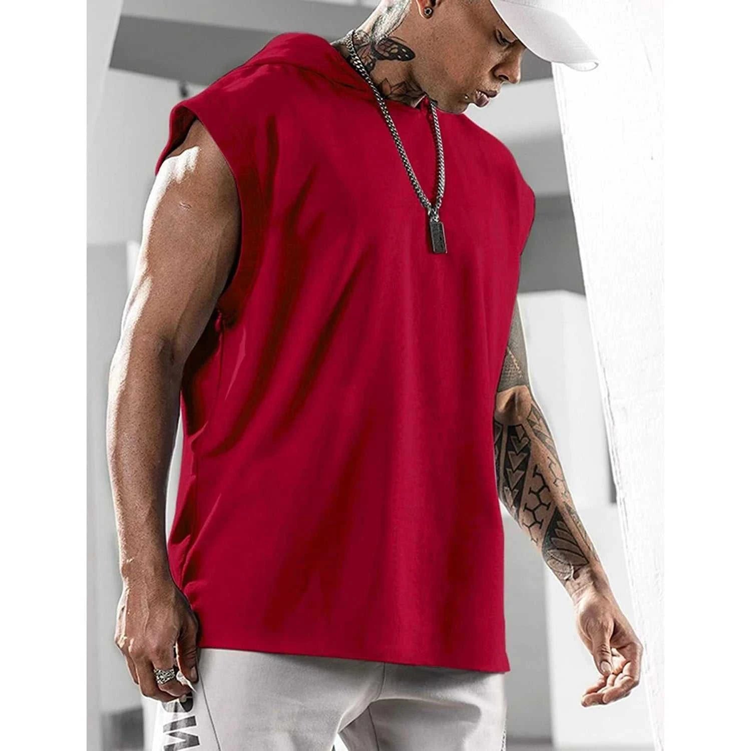 2026 Men Tank Top Fitness Training Pullover Leisure Fashion Sleeve Men's Hooded Vest Solid Color Tank Tops For Male The jack market .AU The jack market .AU Men Fashion $ 31 14:193;5:4183