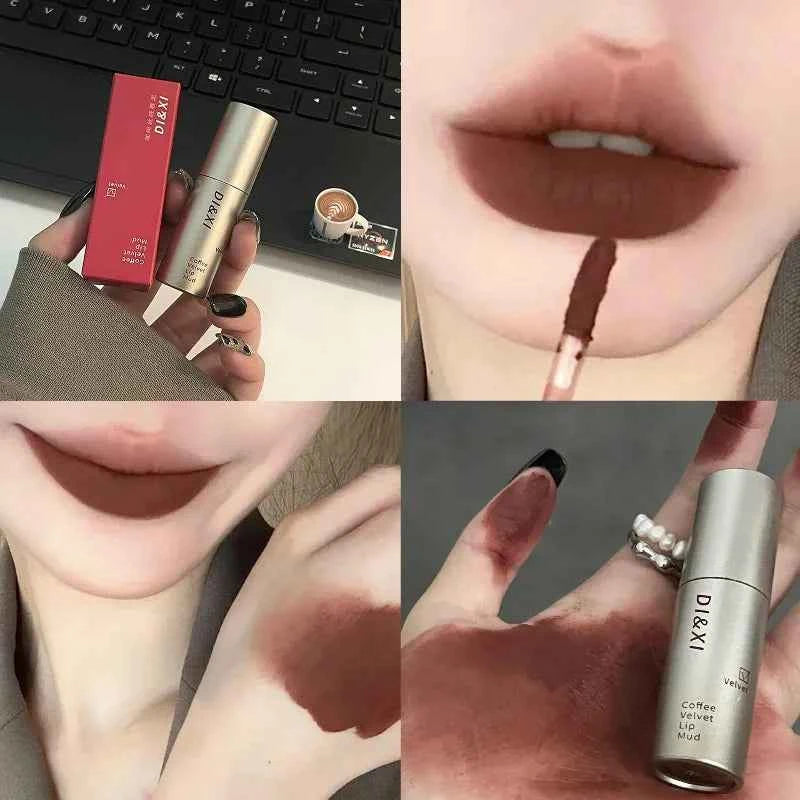Dark Brown Velvet Matte Lip Gloss - Waterproof Liquid Lipstick for Confident Nude Coffee Brown Lips