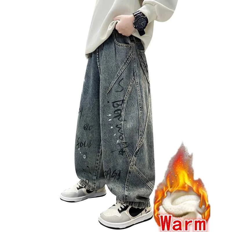 Kids Winter Warm Insulated Distressed Jeans with Letter for Boy Thick Thermal Denim Pants Children Corduroy Lined Baggy Trousers The jack market .AU The jack market .AU Mum & Kids: Essential Products for Every Family $ 55 14:173;200000463:200004200#13-14y