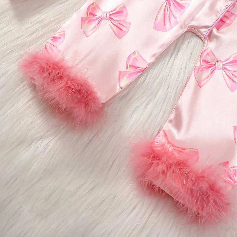 Baby Girls Pajamas Long Sleeve Bow Print Furry Patchwork Button Closure Jumpsuit Sleepwear Loungewear The jack market .AU The jack market .AU Mum & Kids: Essential Products for Every Family $ 36 14:173;200000463:200661897#12-18M