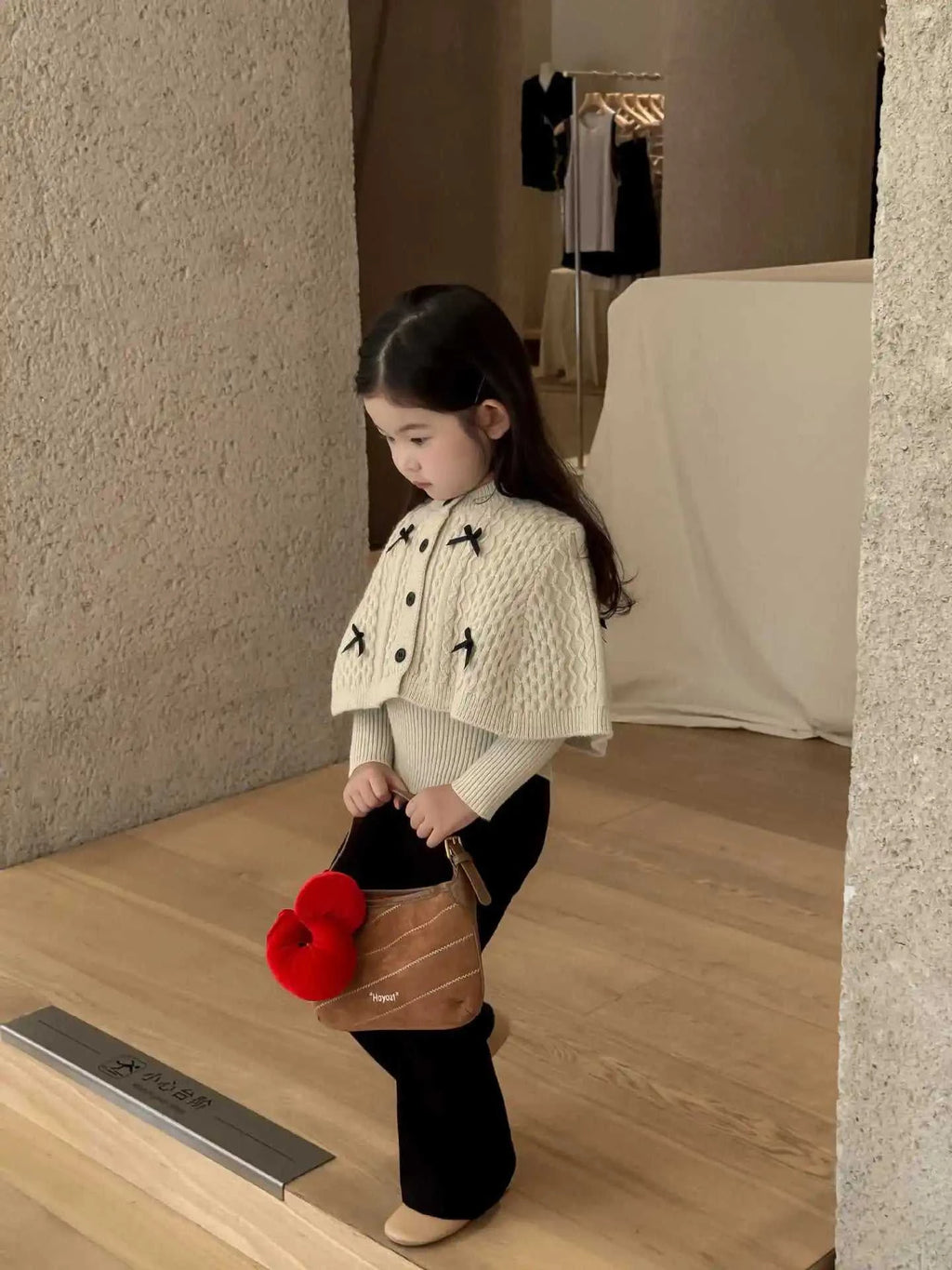 2025 Autumn New Children Clothing Korean Children Clothing Girls Retro Bow Sweater Cape Sweater Two Piece Set The jack market .AU The jack market .AU Mum & Kids: Essential Products for Every Family $ 35 14:193#pant;200000463:200004187#90cm