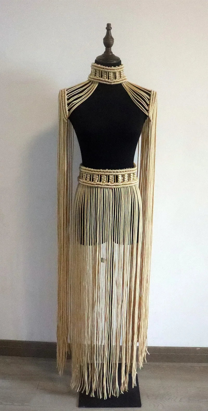 Design Sexy Tassel Outfits Hand Made Greek Goddess Roman Lady Dress Bohemia Vocation Beach Party Women Two Pieces Set